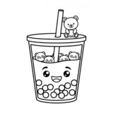 Cute bubble tea with panda pearls