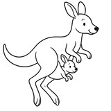 A loving kangaroo carrying its baby