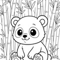 A baby panda in a bamboo forest