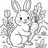 A cute bunny proudly holding a carrot