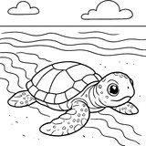 A tiny turtle making its way to the water