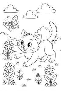 A curious cat leaping after a butterfly