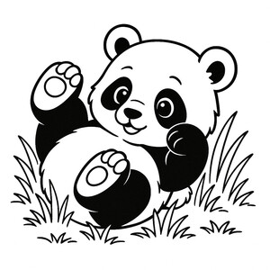 An adorable panda rolling around