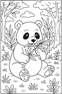 A chubby panda munching on bamboo