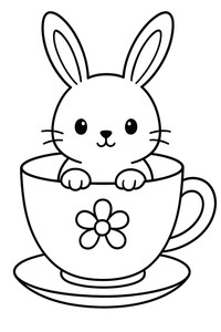 A tiny rabbit peeking out of a cup