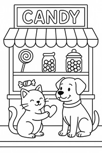 A sweet cat and dog sharing love and treats