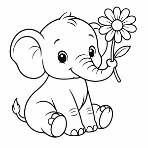 A gentle elephant offering a flower