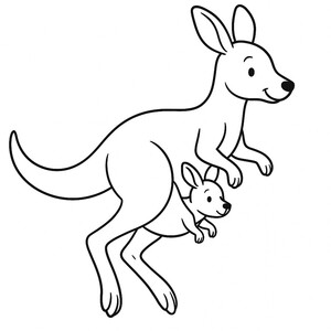 A loving kangaroo carrying its baby