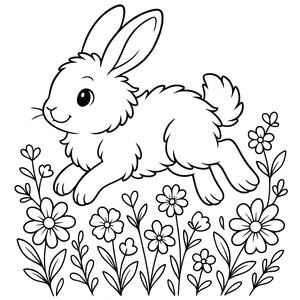 An adorable rabbit bounding happily