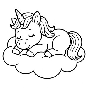 A dreamy unicorn resting peacefully