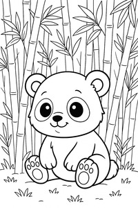 A baby panda in a bamboo forest