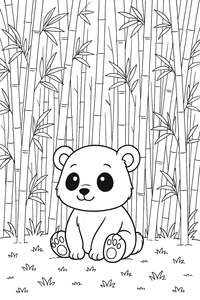 A baby panda in a bamboo forest