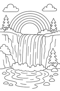 A magical rainbow above rushing water