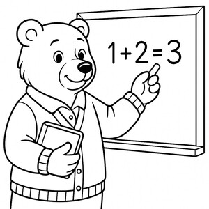 A wise bear teaching a class