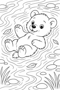 A playful bear cub splashing in the water