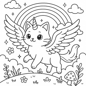 Cat unicorn with wings