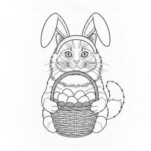 Cat with bunny ears and Easter basket